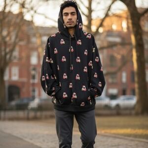 Denim & Flower Santa Party Pug Hoodie